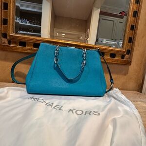 SALE Michael Kors Cynthia Turquoise Shoulder Bag